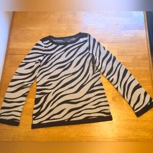 Ann Taylor Black and White Zebra Print Sweater